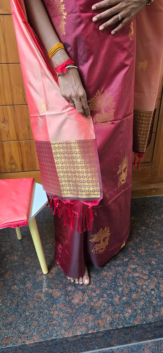 Pichwai zari weaved semi silk suits - 10