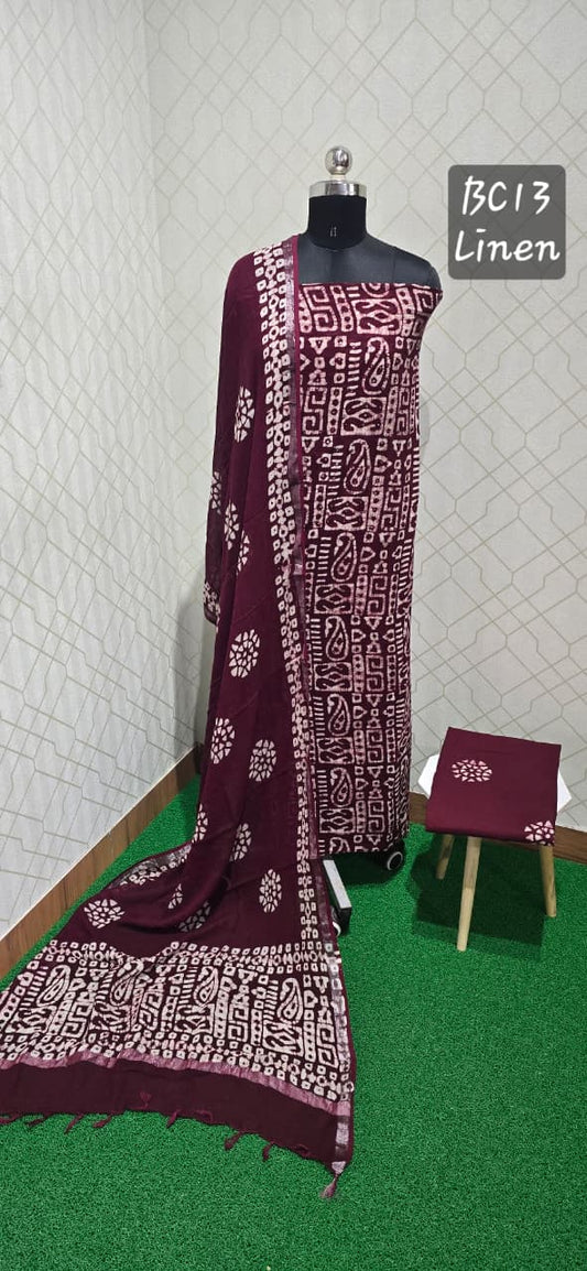 Bathik Linen Cotton Suit (BC13)