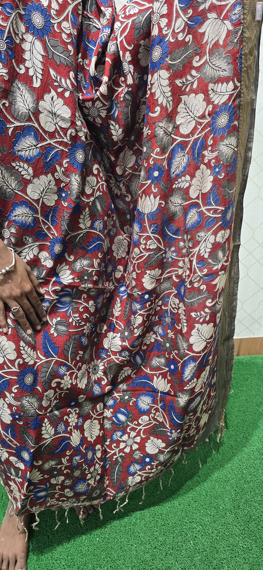 Chennuri Kalamkari Silk Dupatta P16