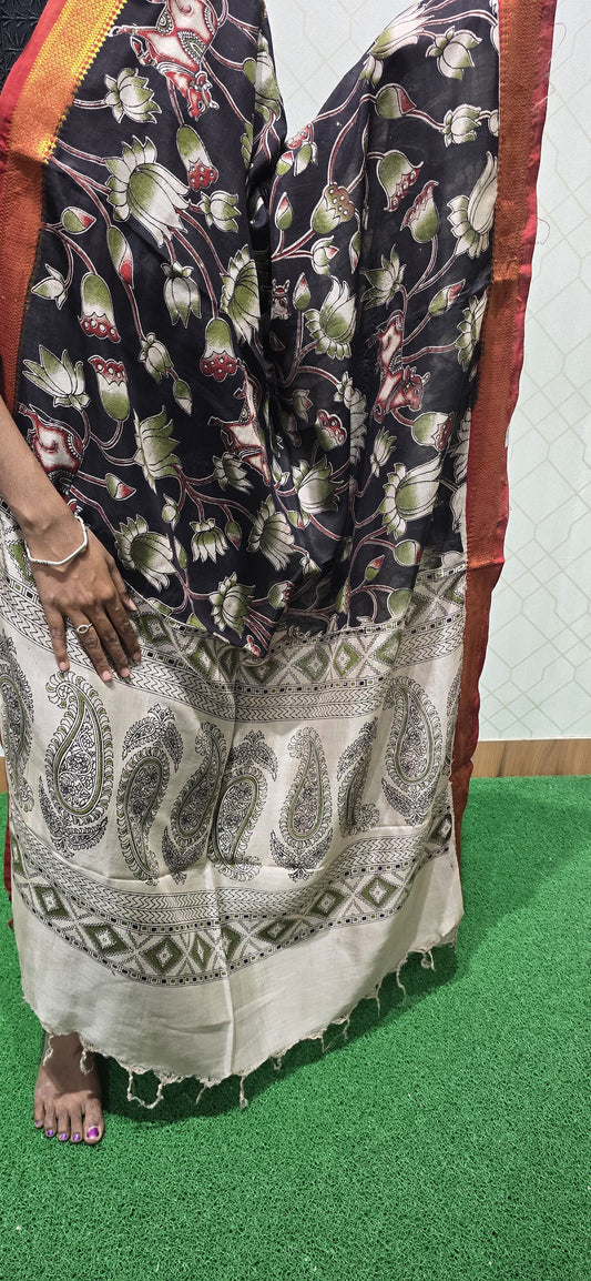 Chennuri Kalamkari Silk Dupatta P19