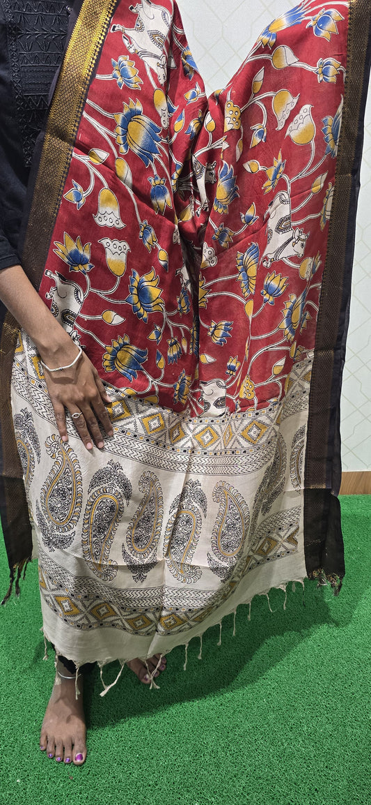 Chennuri Kalamkari Silk Dupatta P18