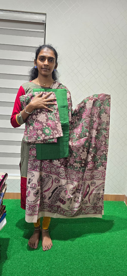 Kalamkari 3 piece Cotton suit - KC28