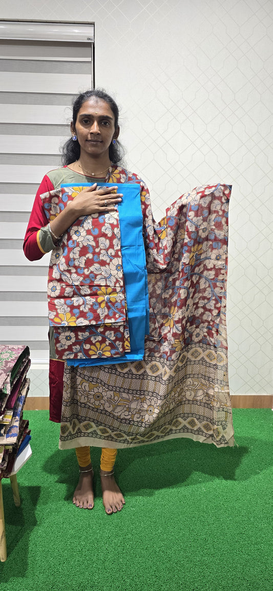 Kalamkari 3 piece Cotton suit - KC34