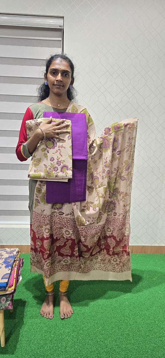 Kalamkari 3 piece Cotton suit - KC41
