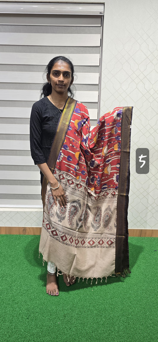 Chennuri Kalamkari Silk Dupatta P25