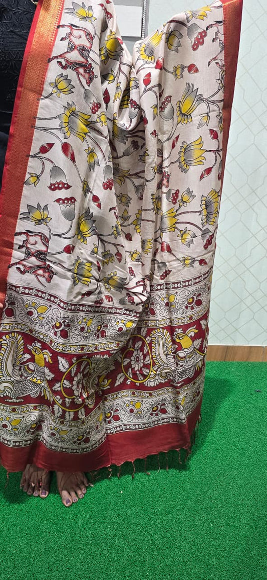 Chennuri Kalamkari Silk Dupatta P22