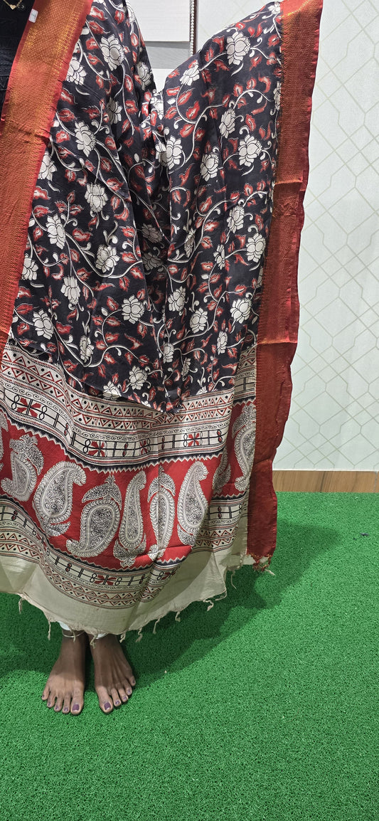 Chennuri Kalamkari Silk Dupatta P28