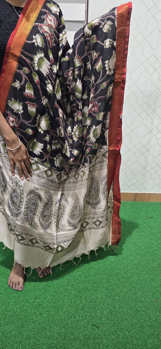 Chennuri Kalamkari Silk Dupatta P31