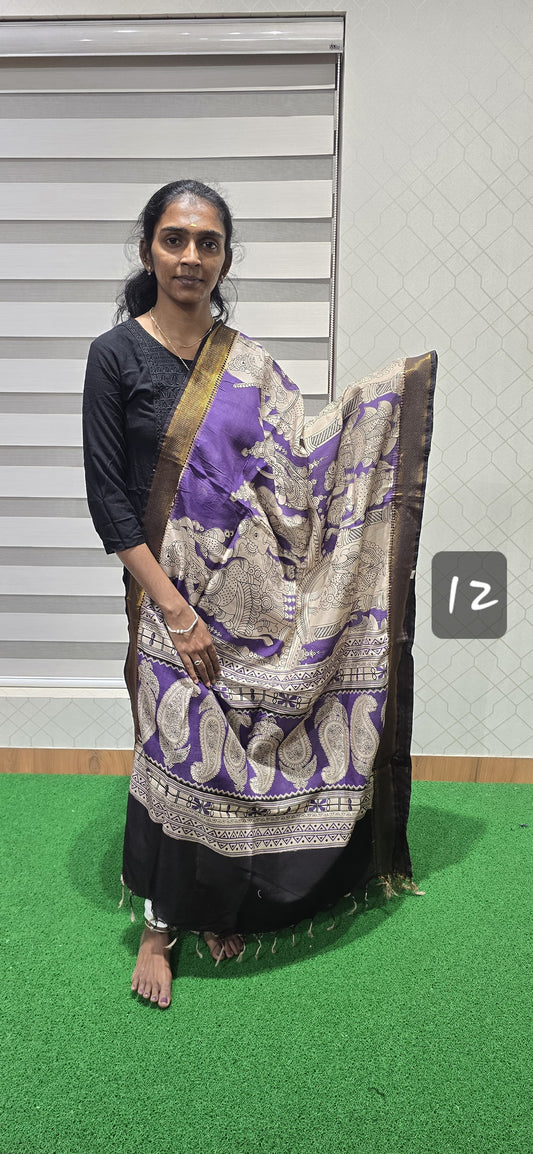 Chennuri Kalamkari Silk Dupatta P32
