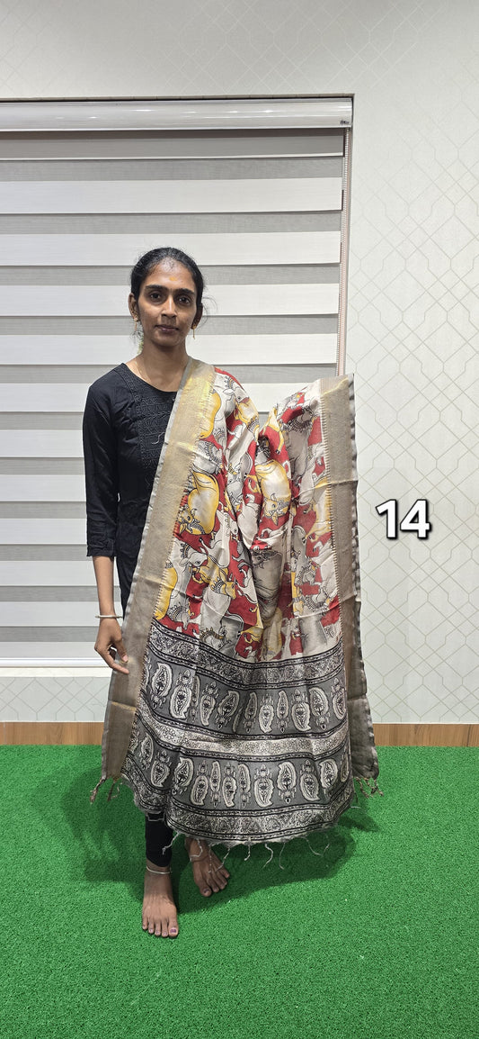Chennuri Kalamkari Silk Dupatta P14