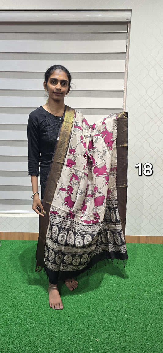 Chennuri Kalamkari Silk Dupatta P18