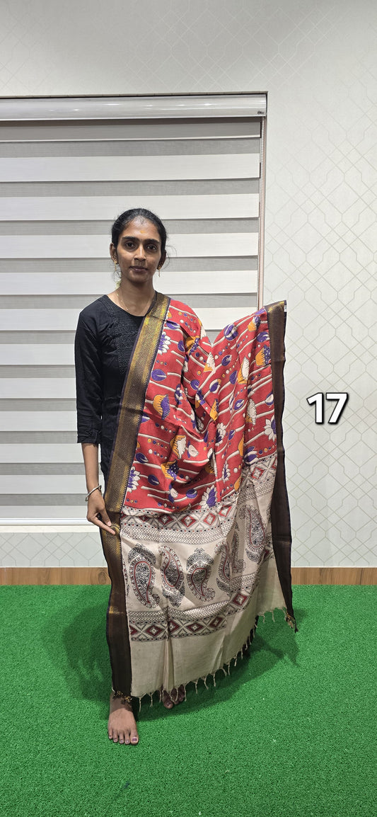 Chennuri Kalamkari Silk Dupatta P17