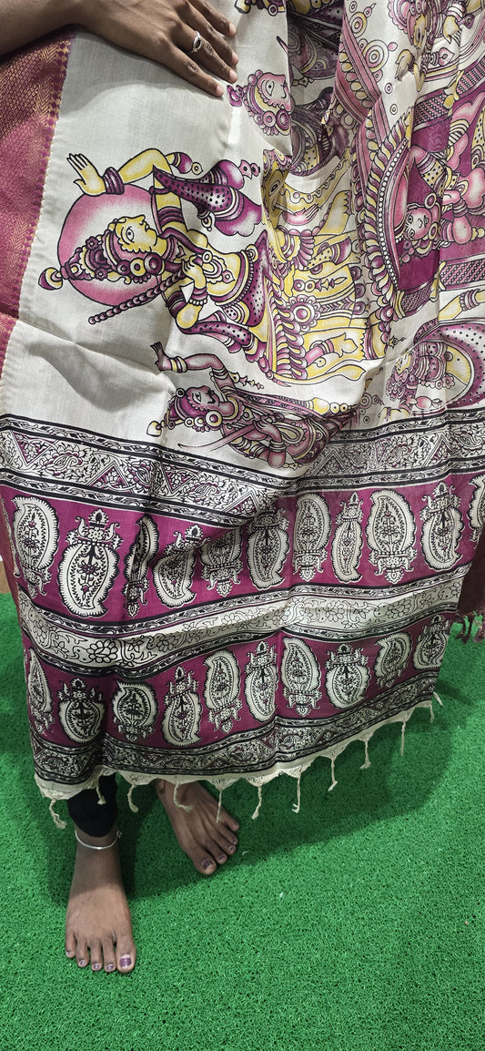 Chennuri Kalamkari Silk Dupatta P12