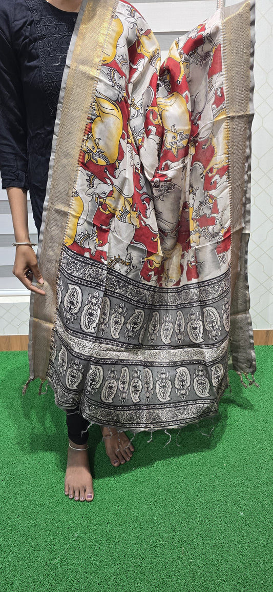 Chennuri Kalamkari Silk Dupatta P14