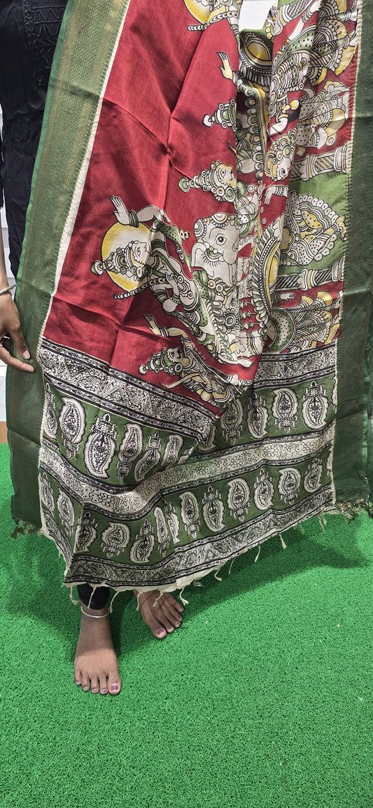 Chennuri Kalamkari Silk Dupatta P15