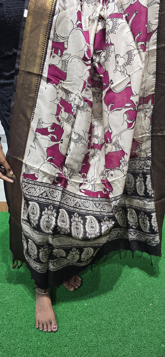 Chennuri Kalamkari Silk Dupatta P18