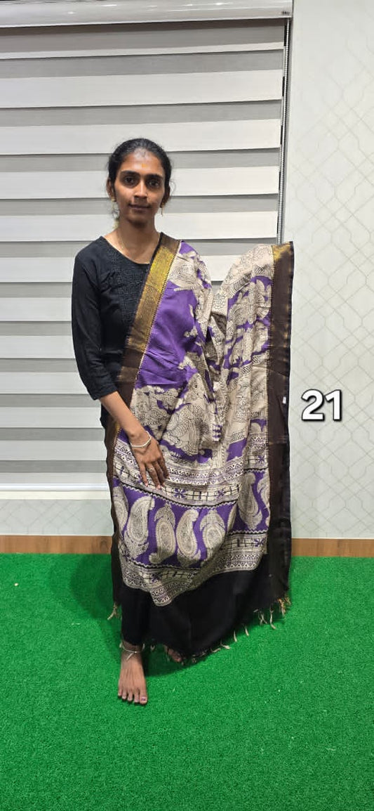 Chennuri Kalamkari Silk Dupatta P21