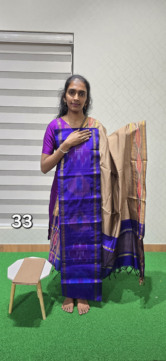 Pochampalli Ikkat Sico with border dupatta - PIS33