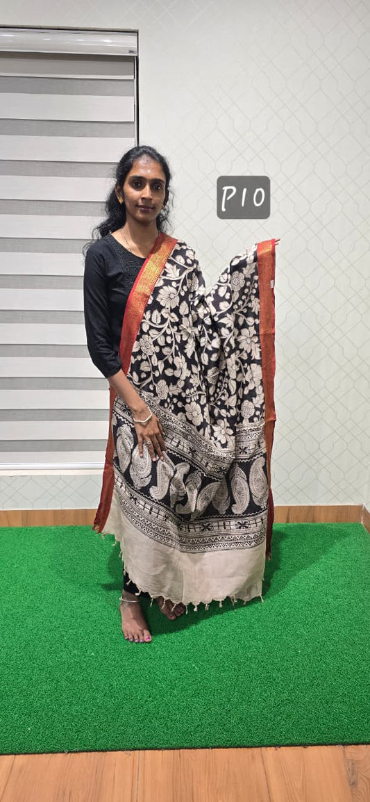 Chennuri Kalamkari Silk Dupatta P10