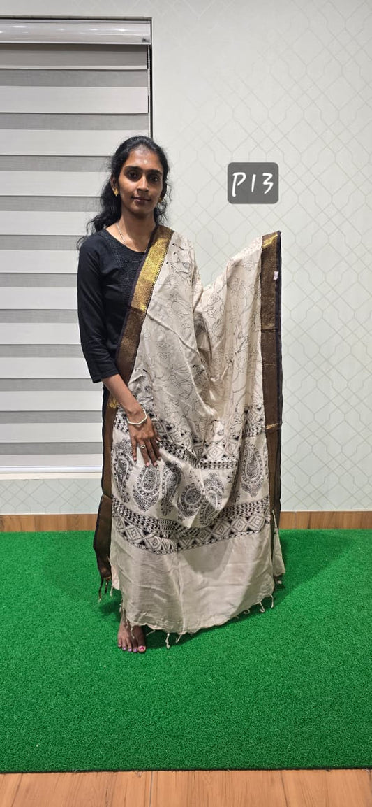 Chennuri Kalamkari Silk Dupatta P13