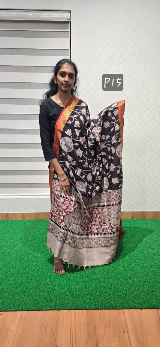 Chennuri Kalamkari Silk Dupatta P15