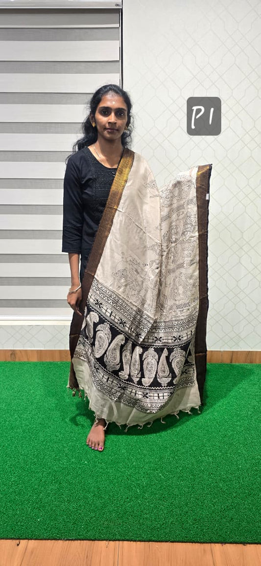 Chennuri Kalamkari Silk Dupatta P1