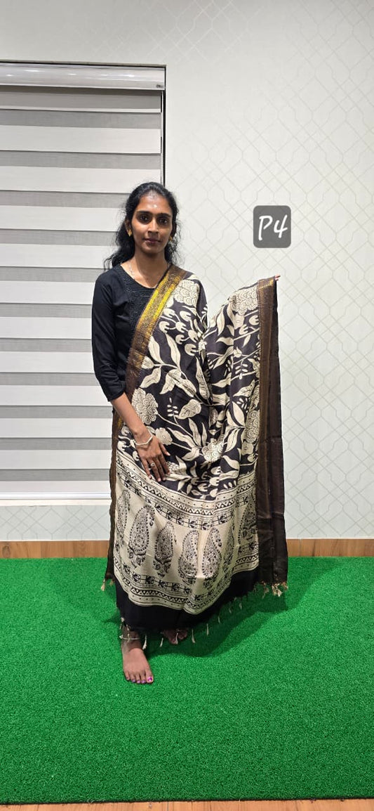 Chennuri Kalamkari Silk Dupatta P4