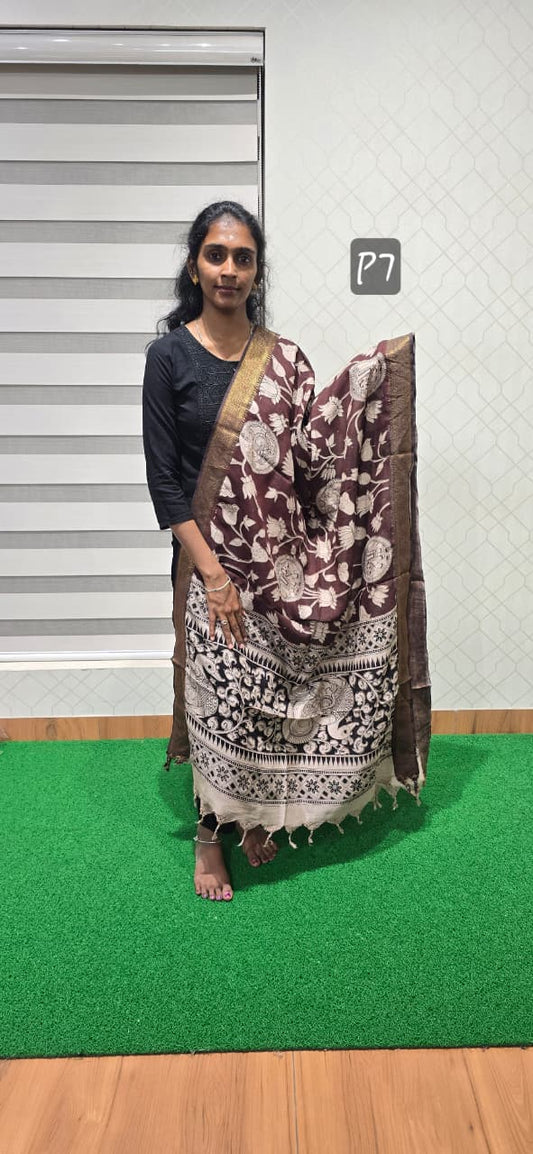 Chennuri Kalamkari Silk Dupatta P7