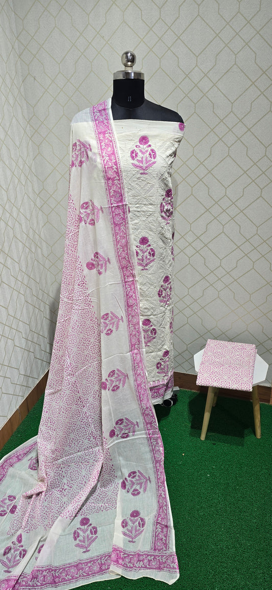 Applique worked cotton suit - 02