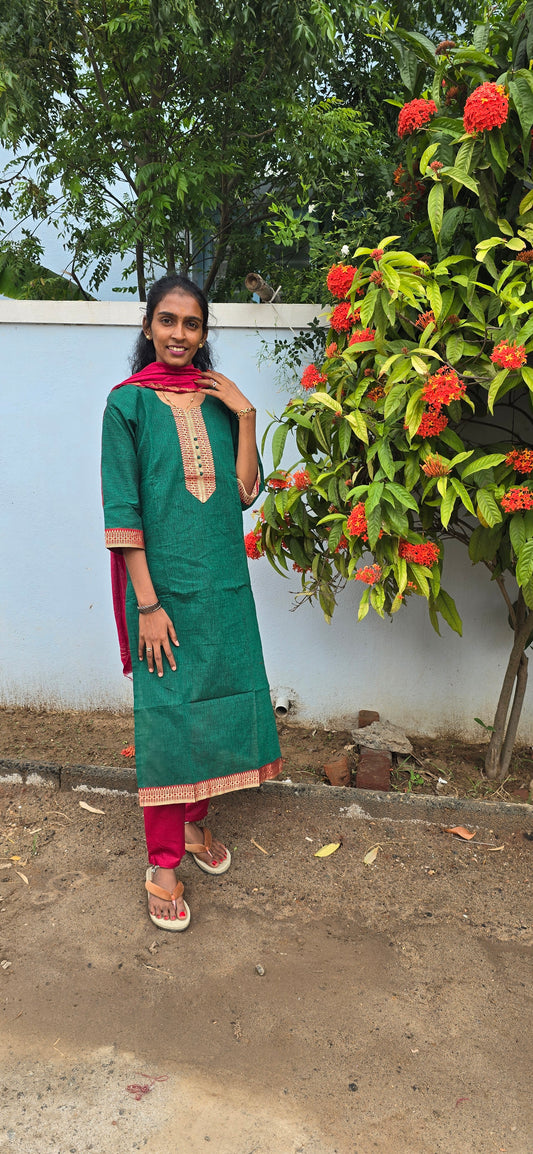 Pure Cotton Ready-made 3 piece set - 1