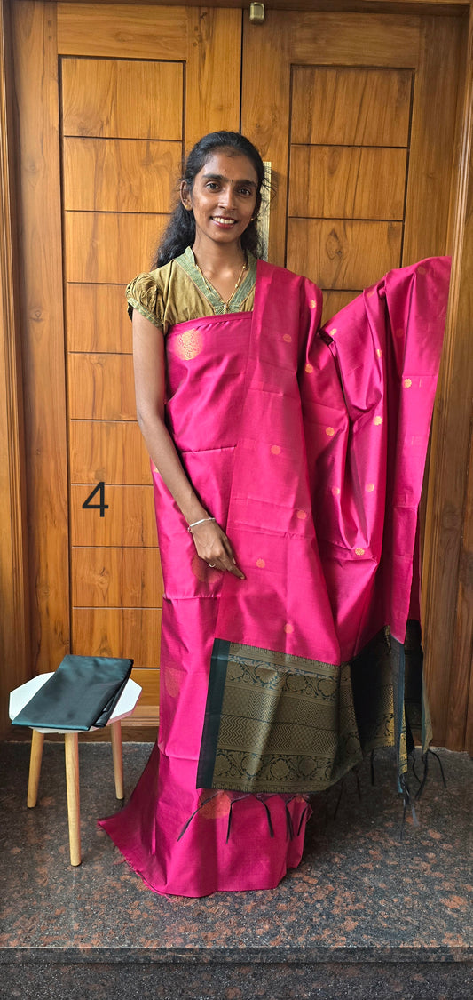 Borderless semi kanchi silk suits - 04