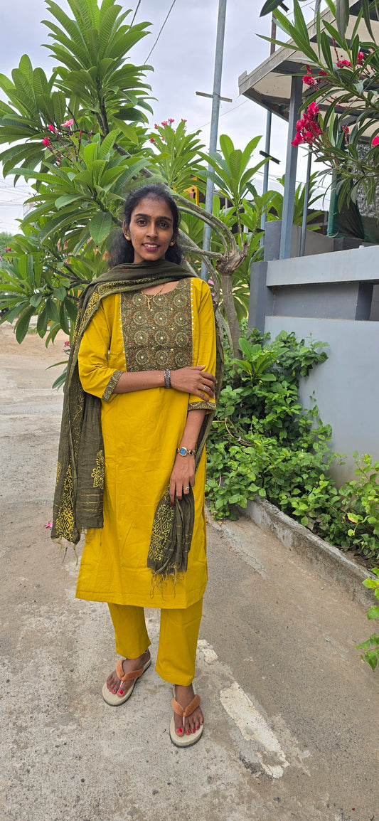 Pure Cotton Ready-made 3 piece set - 3