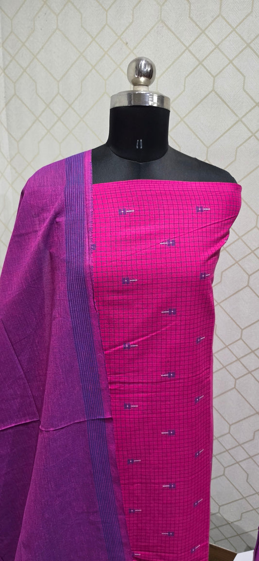 Checks Handloom Cotton Suits - 03