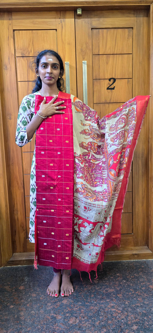 Raw silk with Chennuri silk Dupatta - RC02