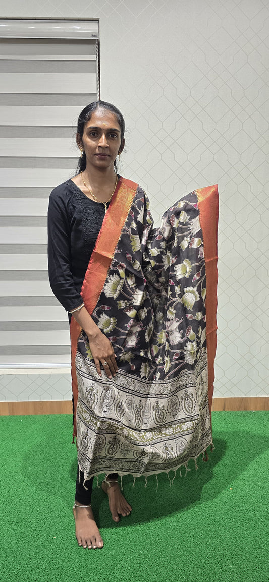 Chennuri Kalamkari Silk Dupatta - P08