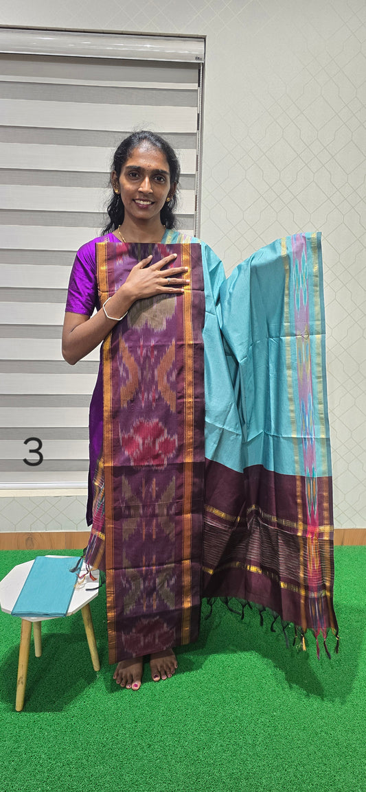 Pochampalli Ikkat Sico with border dupatta - PIS03