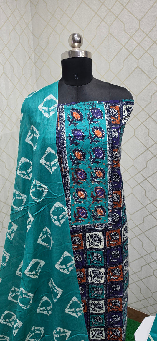 Multi color bathik cotton suit - 02