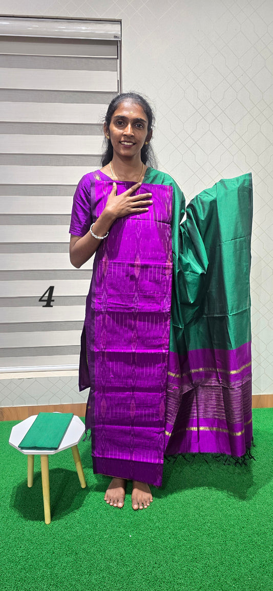 Full weaving Pochampalli Ikkat Sico Silk - PIS04