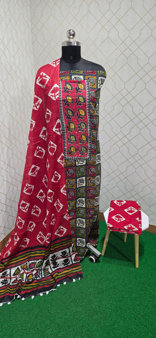 Multi color bathik cotton suit - 04