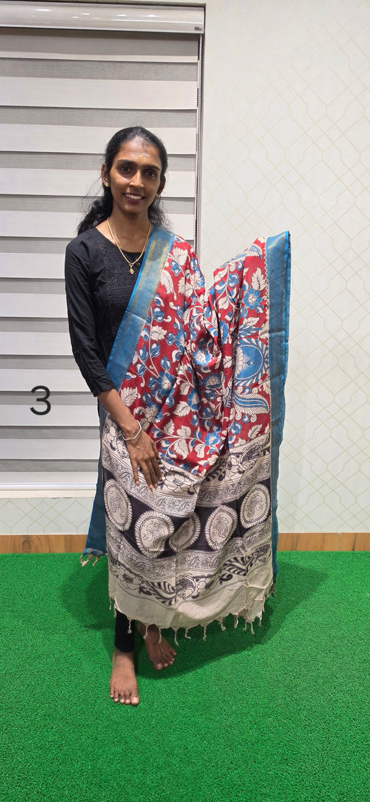 Chennuri Kalamkari Silk Dupatta - P03