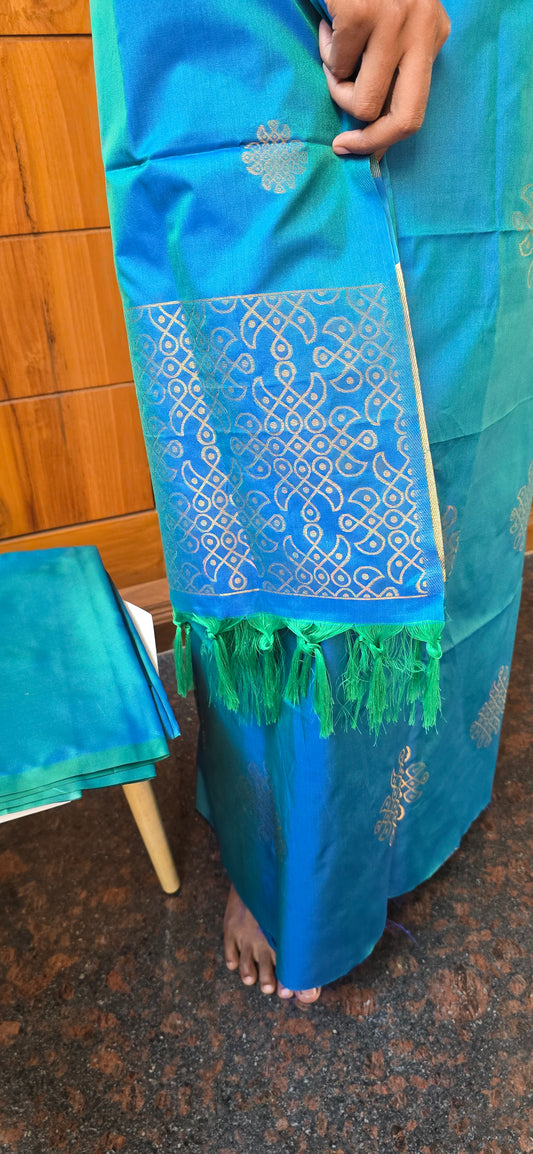 Kolam zari weaved semi silk suits - 02