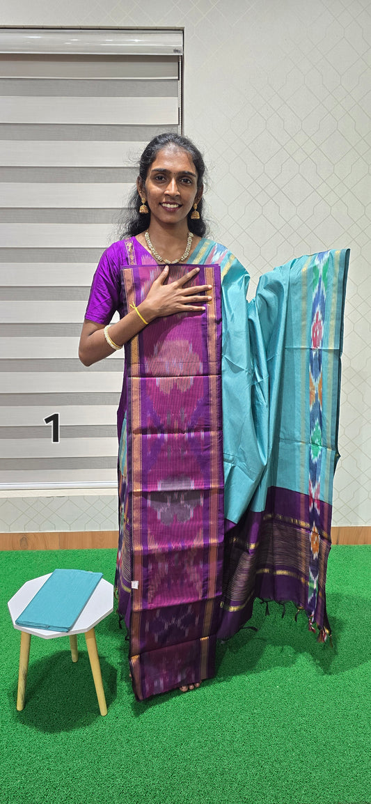 Pochampalli Ikkat Sico with border dupatta - PIS01