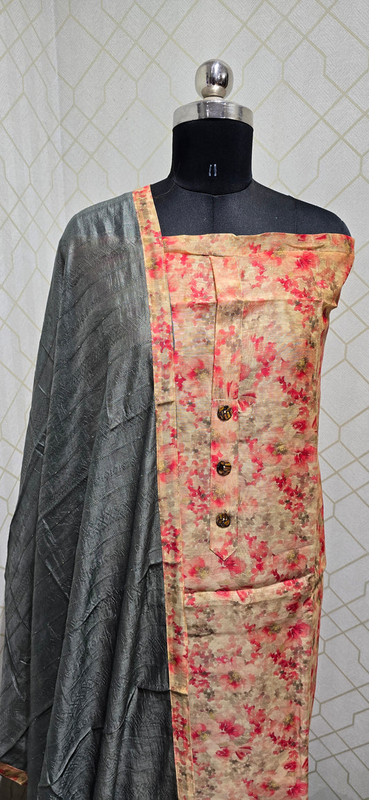 Floral Silk Cotton Suit - 2
