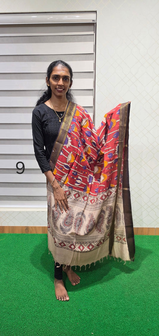 Chennuri Kalamkari Silk Dupatta - P09