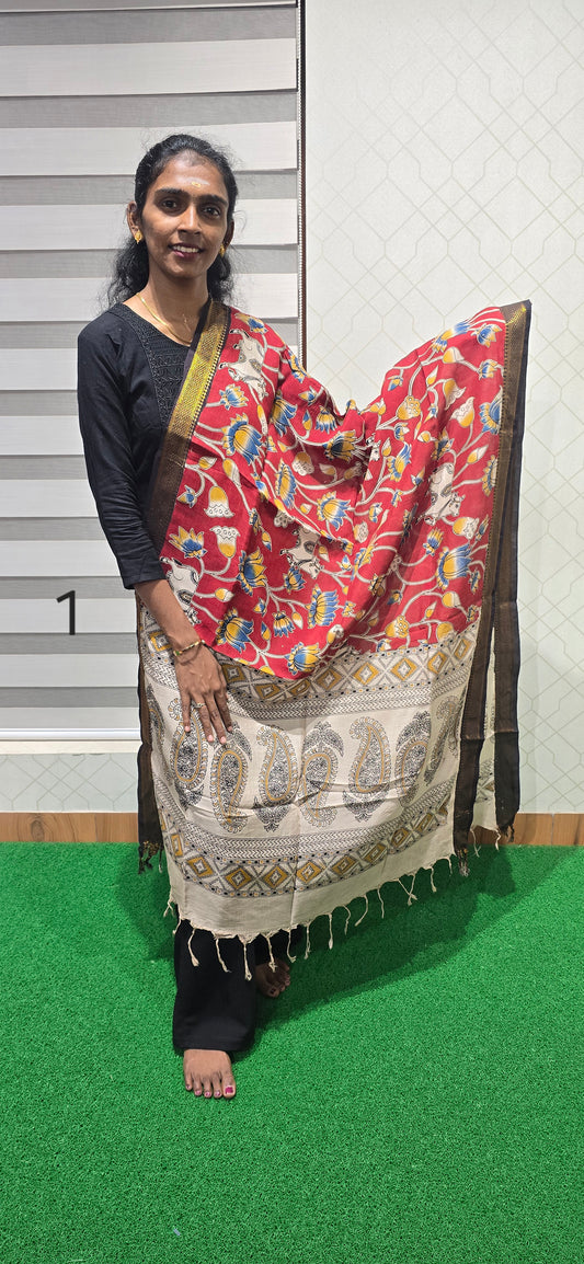 Chennuri Kalamkari Silk Dupatta - P01