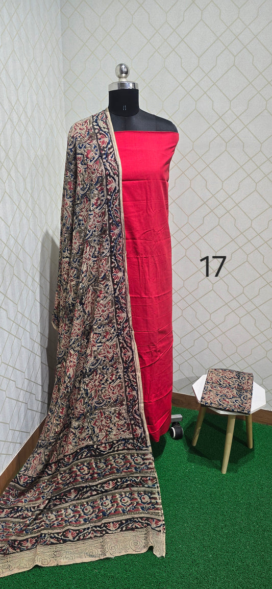 Kalamkari 3 piece Cotton suit - 17