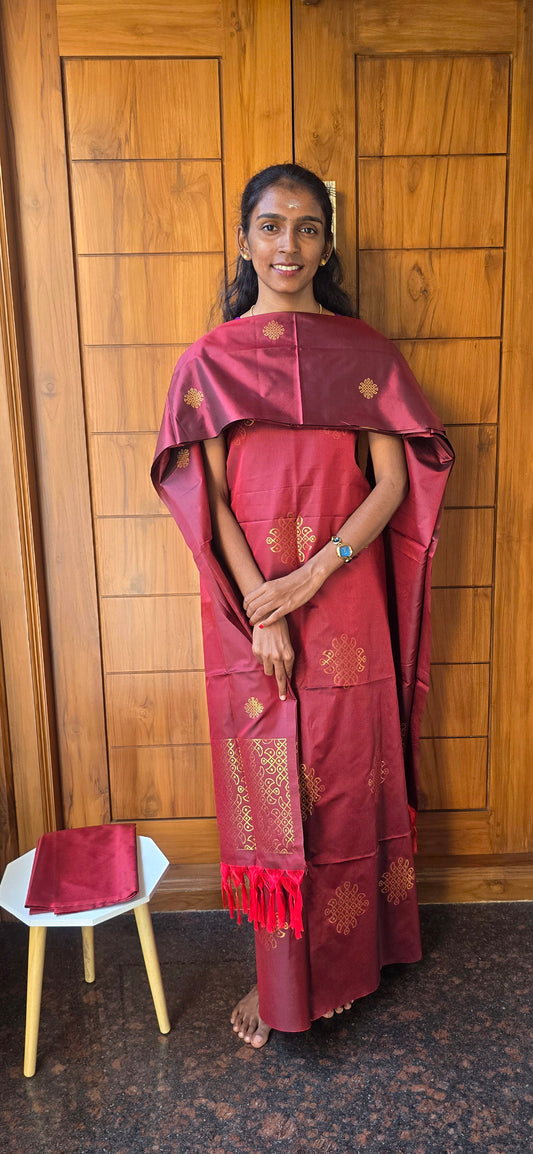 Kolam zari weaved semi silk suits - 05