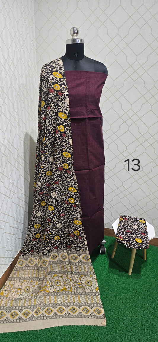 Kalamkari 3 piece Cotton suit - 13