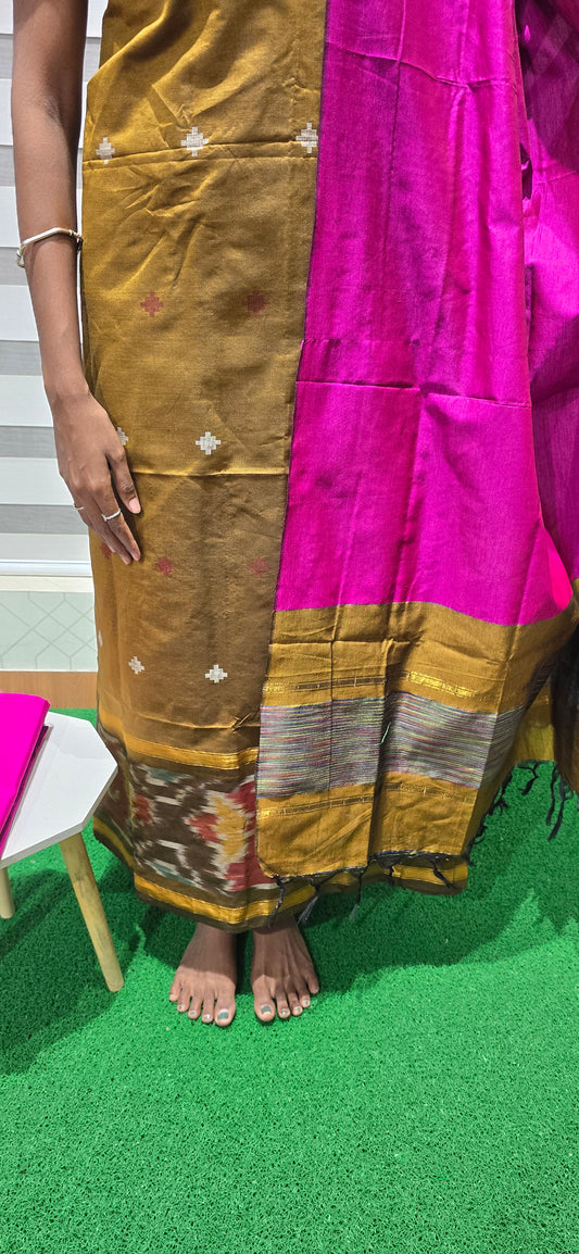 Pochampalli Ikkat Sico with border dupatta - PIS16