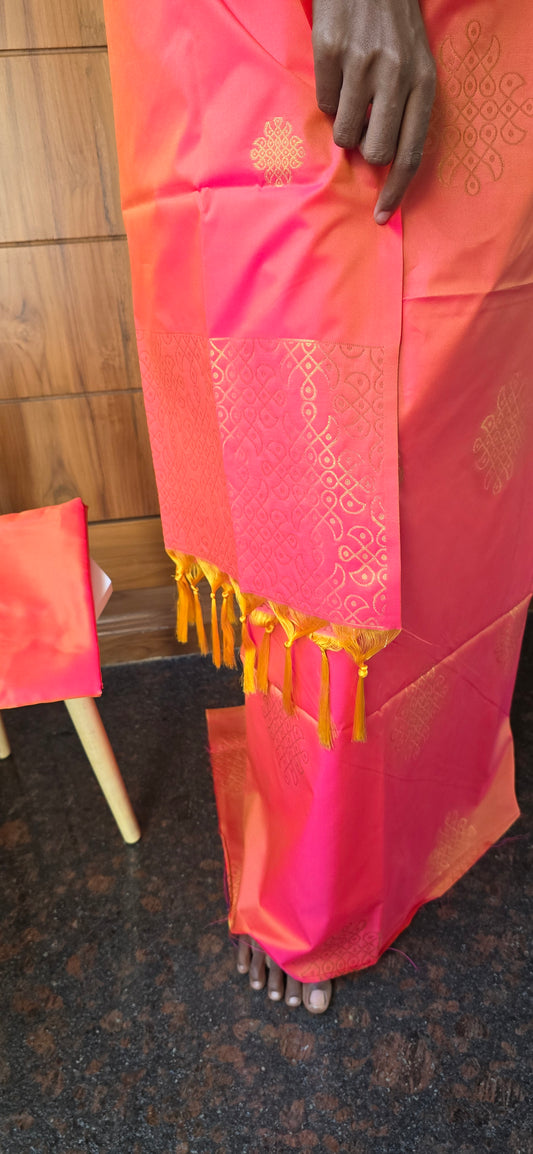 Kolam zari weaved semi silk suits - 01